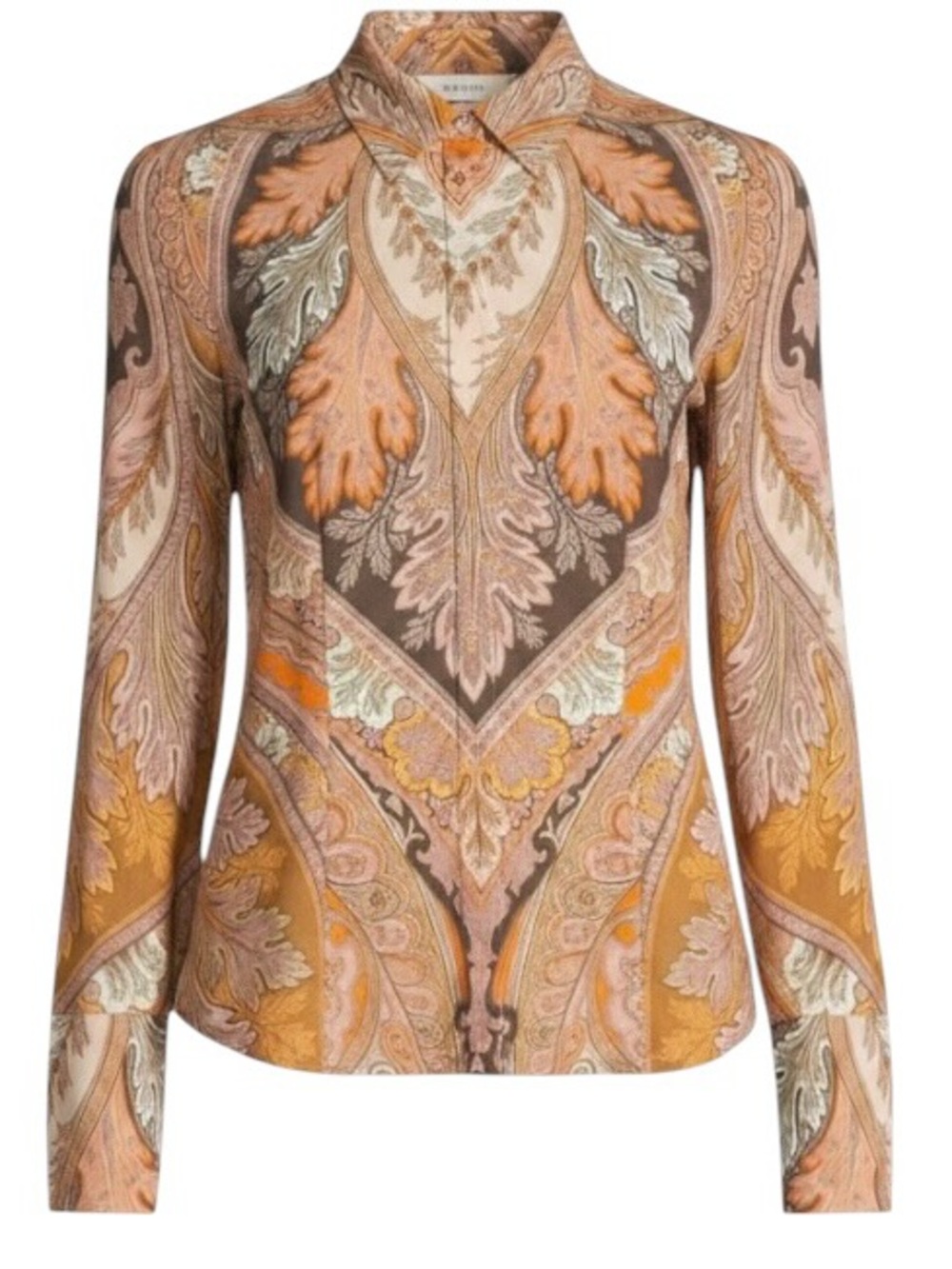 Kobi Halperin Lorraine Stretch Jersey Paisley Long Sleeve Button-Up Blouse